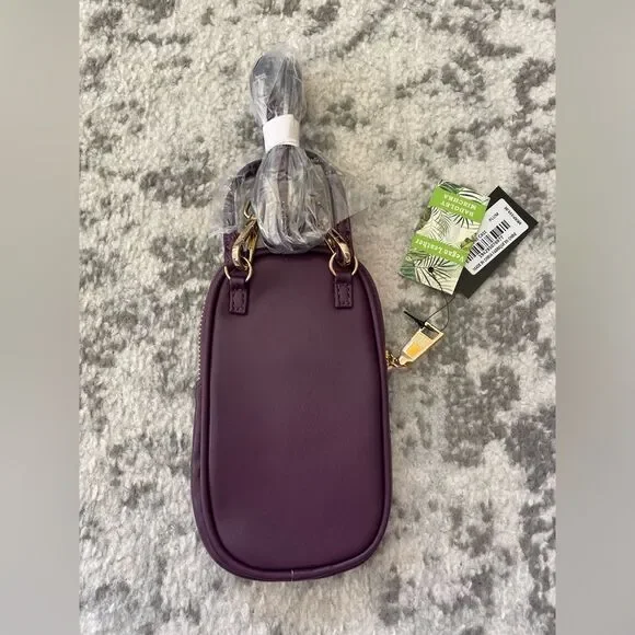 Badgley Mischka Diamond Quilted Oval Crossbody Phone Case in Plum NWT - Picture 6 of 11